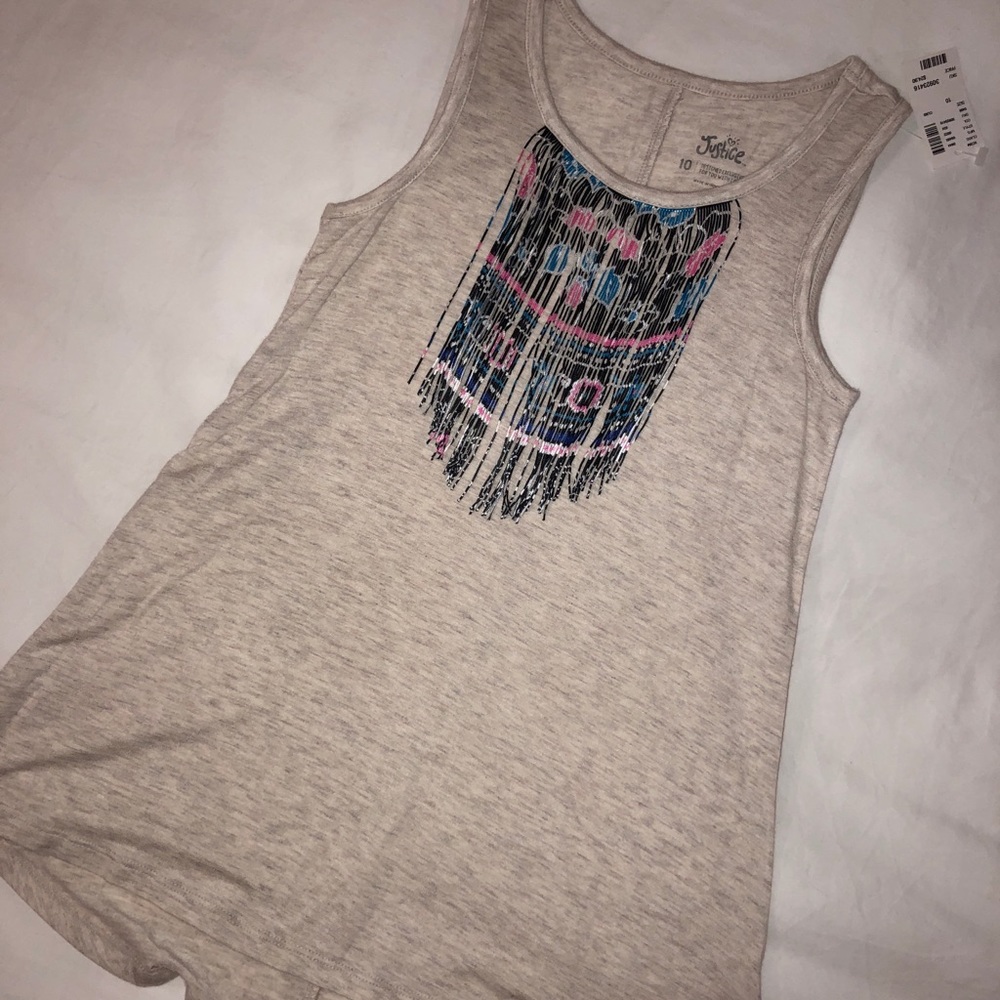 Justice size 10 beige tank with fringe